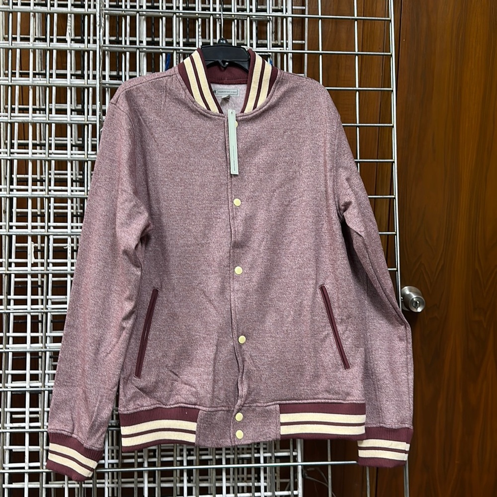 Charles and a Half  Mens size medium heathered red varsity jacket